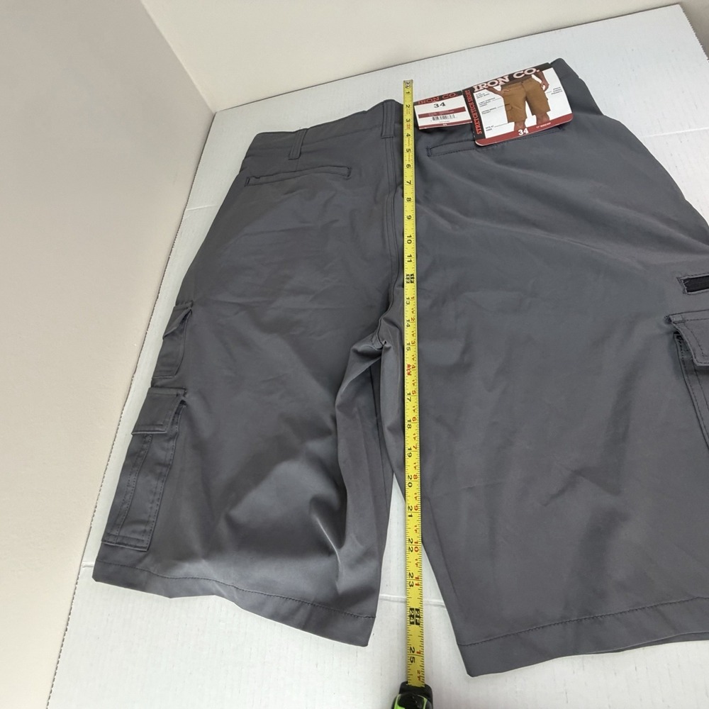 Iron Co Men's Stretch Tech Cargo Short Size 34 Greyhound Gray Sporty Golf - Picture 7 of 16
